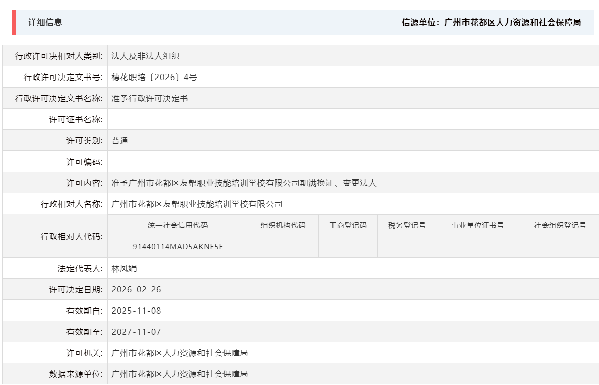 2.26准予永利澳门友帮职业技能培训学校有限公司期满换证、变更法人.png